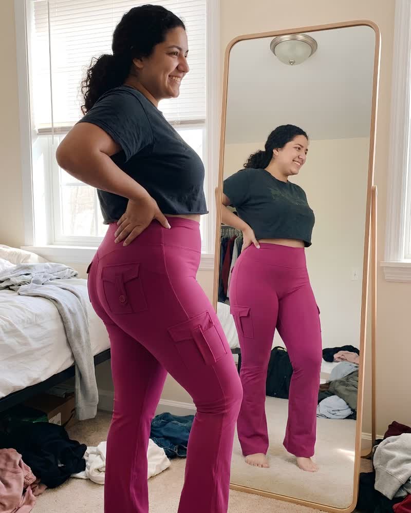 Después: la misma clienta con su Licra Curvy Push Up hot pink